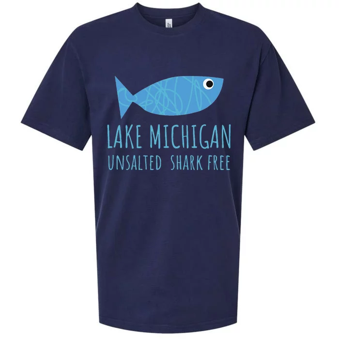 Lake Michigan Unsalted Shark Free Great Lakes Fishing Lover Sueded Cloud Jersey T-Shirt