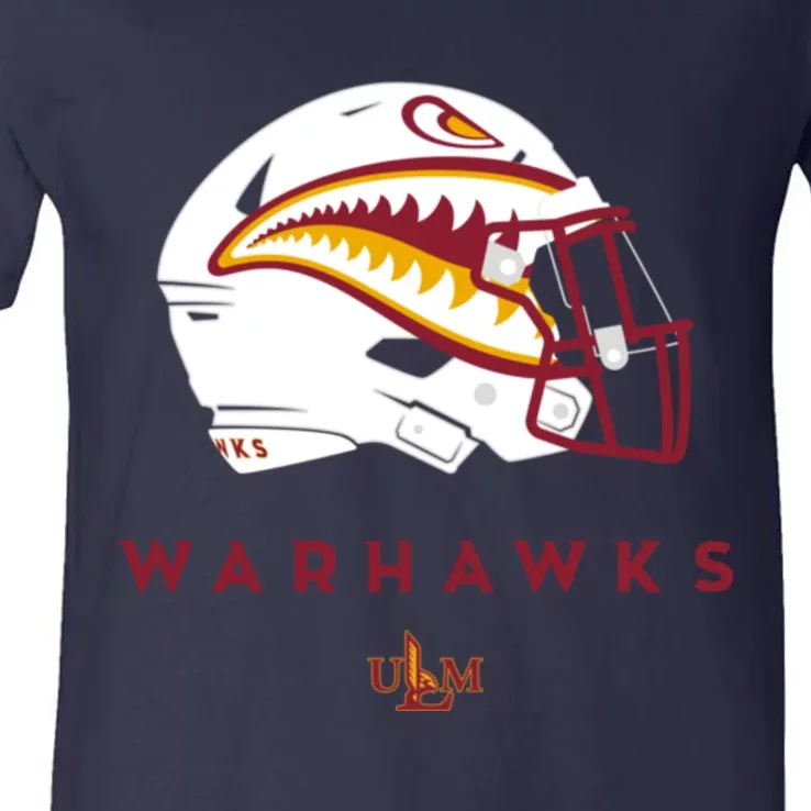 Louisiana Monroe Ulm Warhawks All Season Football Helmet V-Neck T-Shirt