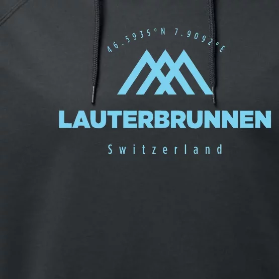 Lauterbrunnen Mountain Vacation Skiing Switzerland Performance Fleece Hoodie