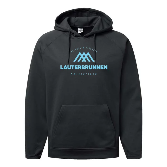 Lauterbrunnen Mountain Vacation Skiing Switzerland Performance Fleece Hoodie