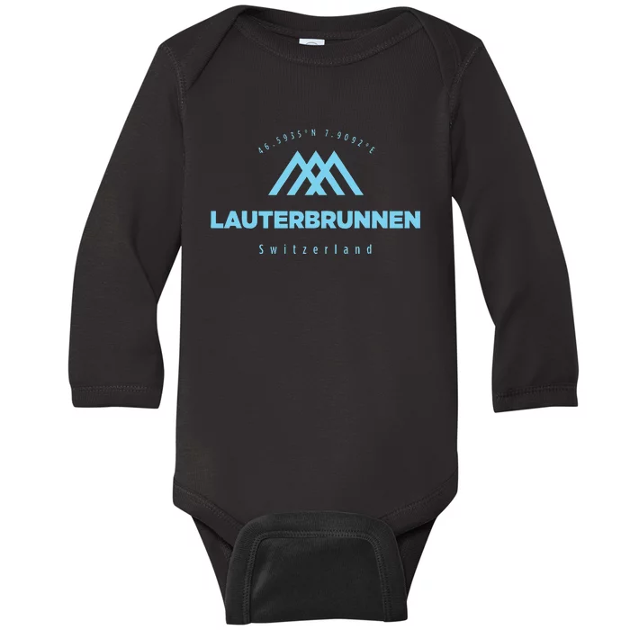 Lauterbrunnen Mountain Vacation Skiing Switzerland Baby Long Sleeve Bodysuit