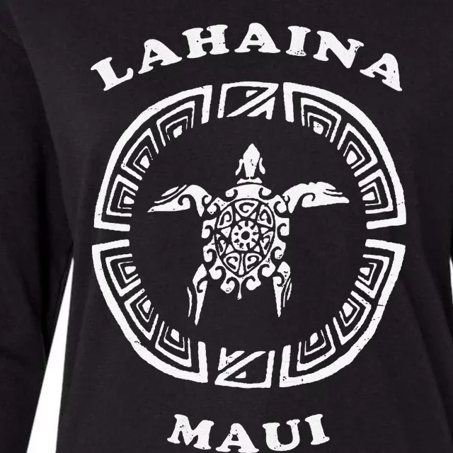 Lahaina Maui Vintage Retro Tribal Turtle Vacation Womens Cotton Relaxed Long Sleeve T-Shirt