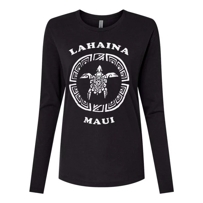 Lahaina Maui Vintage Retro Tribal Turtle Vacation Womens Cotton Relaxed Long Sleeve T-Shirt