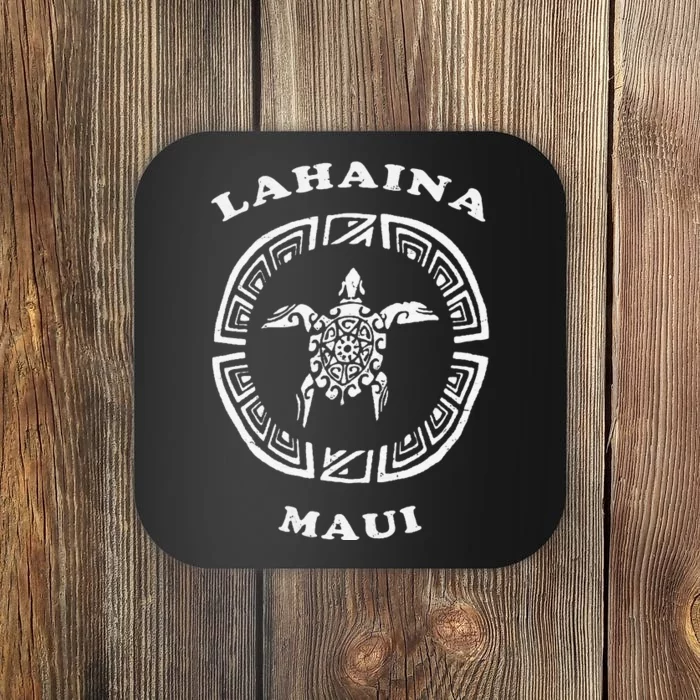 Lahaina Maui Vintage Retro Tribal Turtle Vacation Coaster