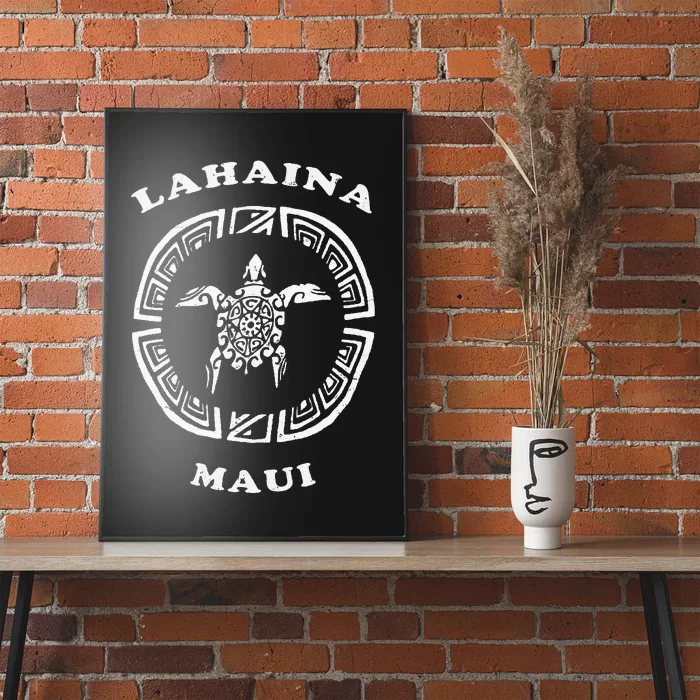 Lahaina Maui Vintage Retro Tribal Turtle Vacation Poster