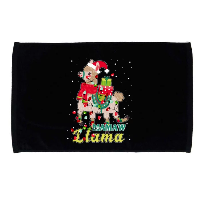 Llama Mamaw Wear Santa Hat Xmas Pajama Outfit Funny Gift Cool Gift Microfiber Hand Towel