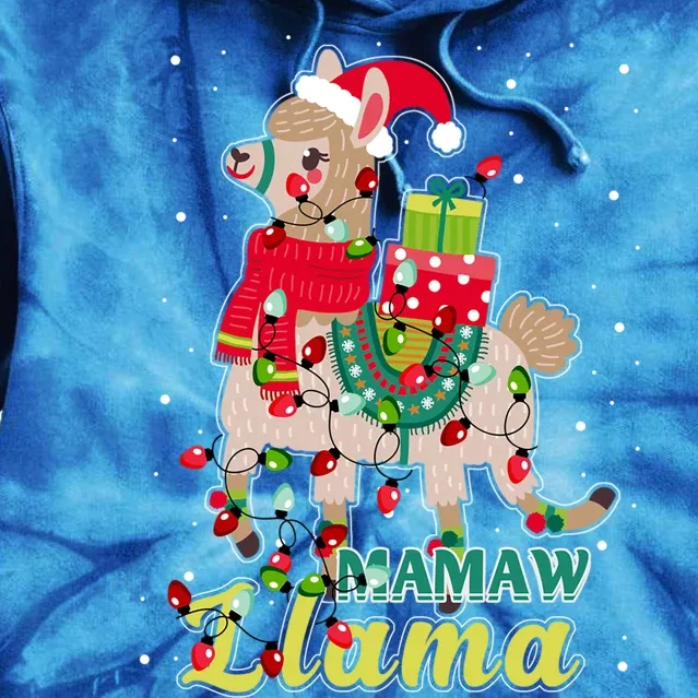 Llama Mamaw Wear Santa Hat Xmas Pajama Outfit Funny Gift Cool Gift Tie Dye Hoodie