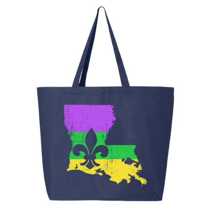 Louisiana Map With Mardi Gras Colors And Fleur De Lis Great Gift 25L Jumbo Tote