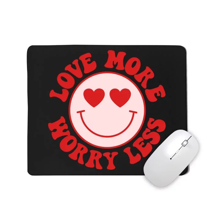 Love More Worry Less Retro Valentines Mousepad