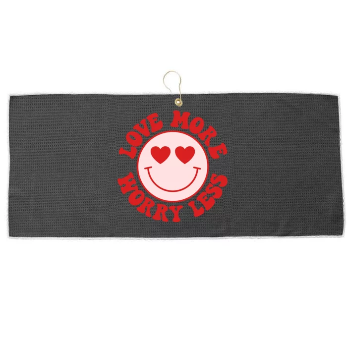 Love More Worry Less Retro Valentines Large Microfiber Waffle Golf Towel