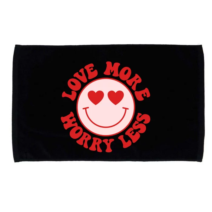 Love More Worry Less Retro Valentines Microfiber Hand Towel