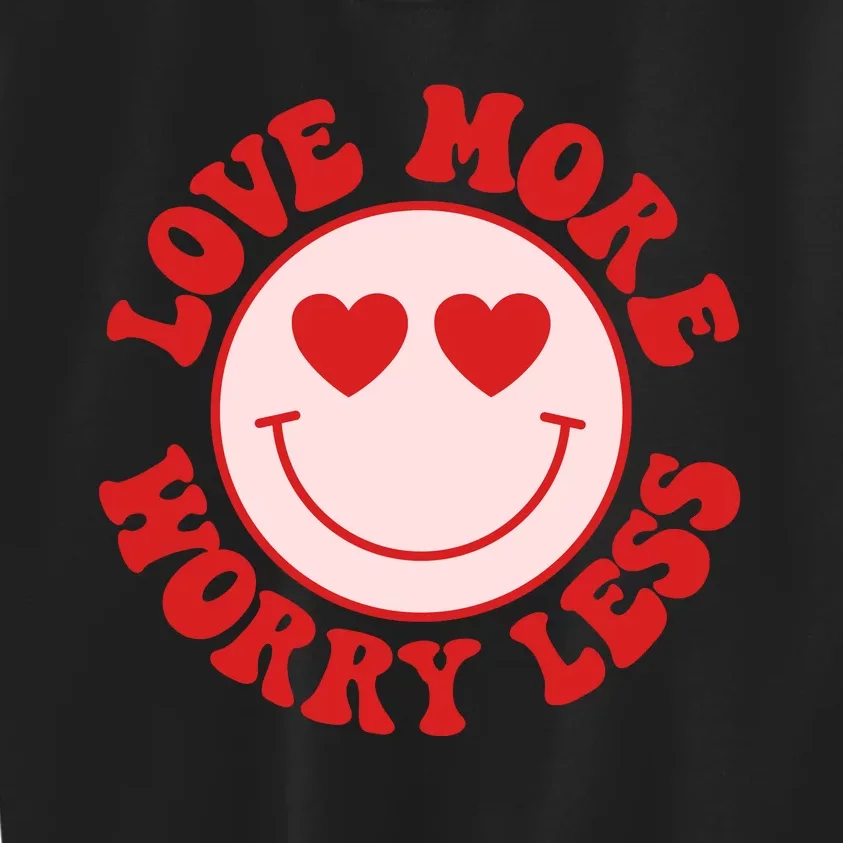 Love More Worry Less Retro Valentines Kids Sweatshirt