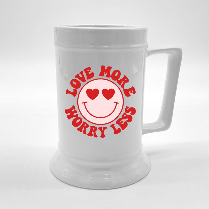 Love More Worry Less Retro Valentines Front & Back Beer Stein