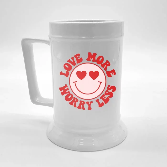 Love More Worry Less Retro Valentines Front & Back Beer Stein