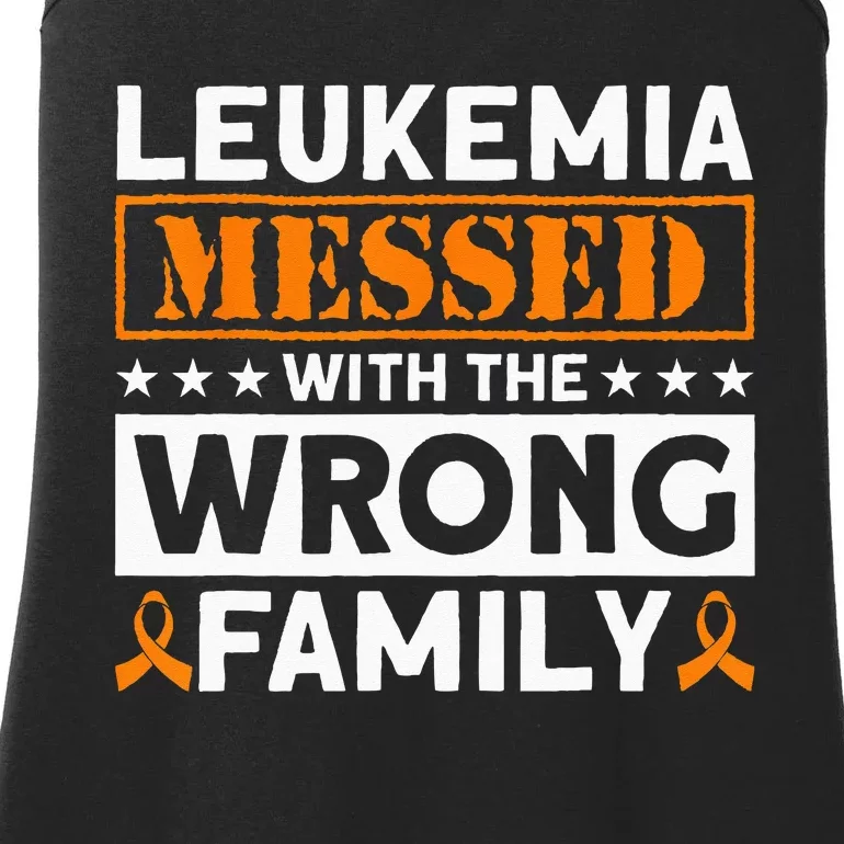 Leukemia Messed With The Wrong Family Leukemia Awareness Ladies Essential Tank