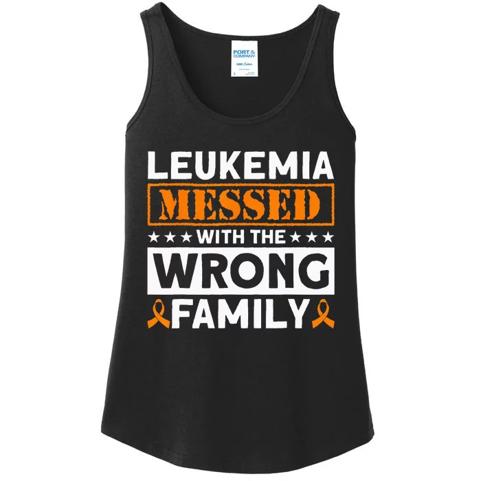 Leukemia Messed With The Wrong Family Leukemia Awareness Ladies Essential Tank