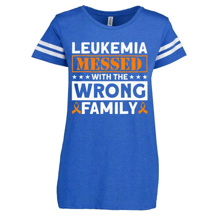 Leukemia Messed With The Wrong Family Leukemia Awareness Enza Ladies Jersey Football T-Shirt