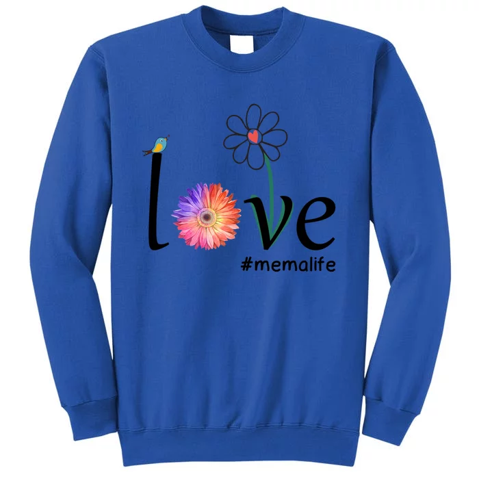 Love #Memalife Watercolor Flower Bird Grandma Mother's Day Gift Tall Sweatshirt