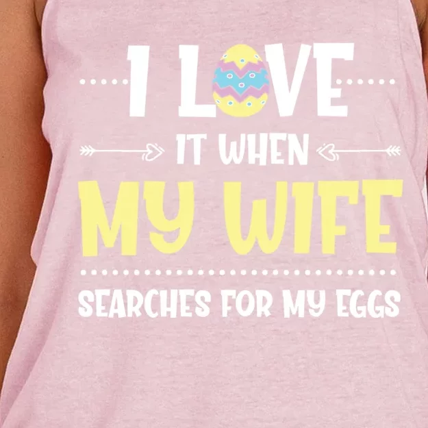 Love My Wife Happy Easter Husband Egg Funny Adult Humor Dad Gift Women's Knotted Racerback Tank