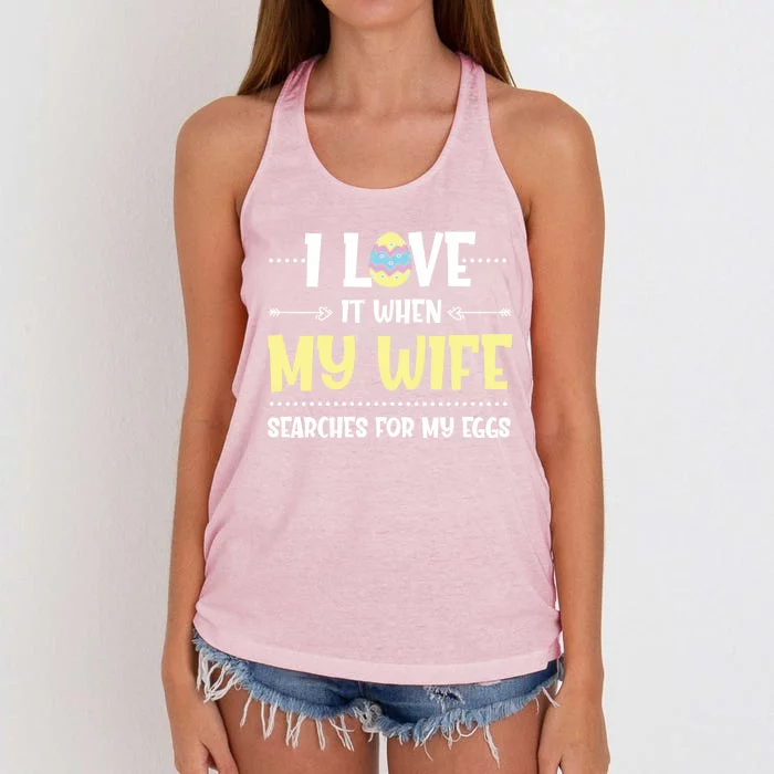 Love My Wife Happy Easter Husband Egg Funny Adult Humor Dad Gift Women's Knotted Racerback Tank