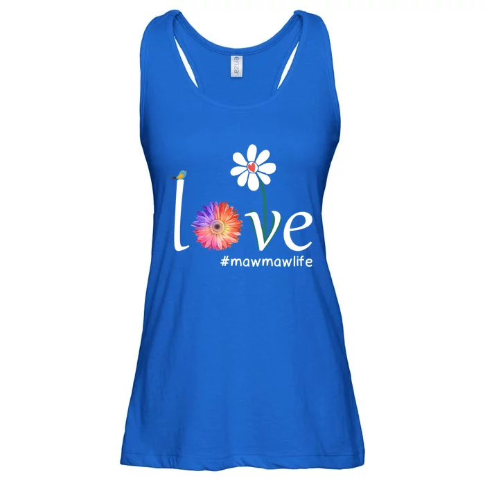 Love #Mawmawlife Watercolor Flower Bird Grandma Mother's Day Gift Ladies Essential Flowy Tank