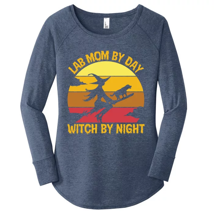 Lab Mom Witch Halloween Labrador Retriever Mama Gift Women's Perfect Tri Tunic Long Sleeve Shirt