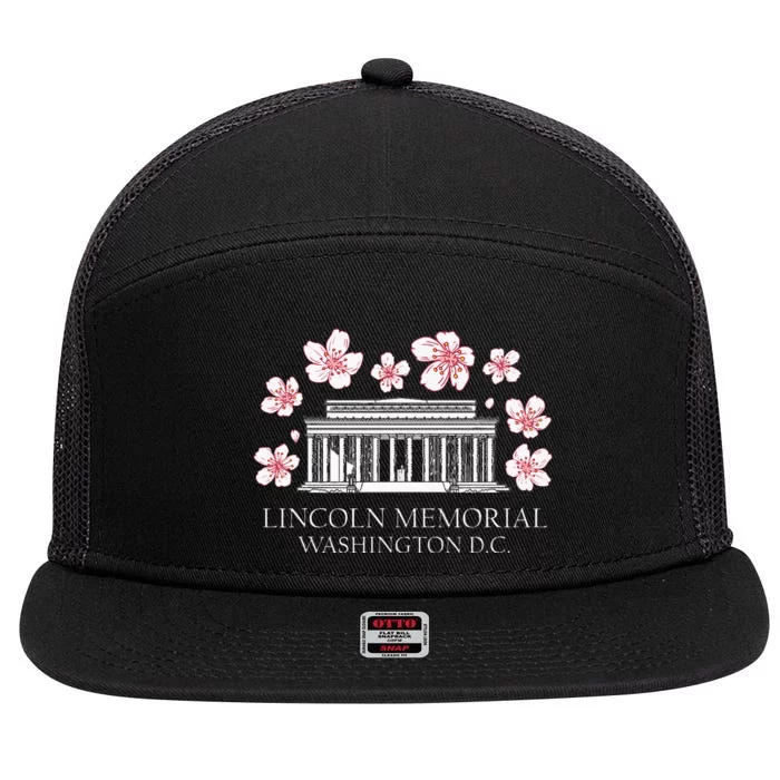 Lincoln Memorial Washington Dc Monut Cherry Blossoms 7 Panel Mesh Trucker Snapback Hat