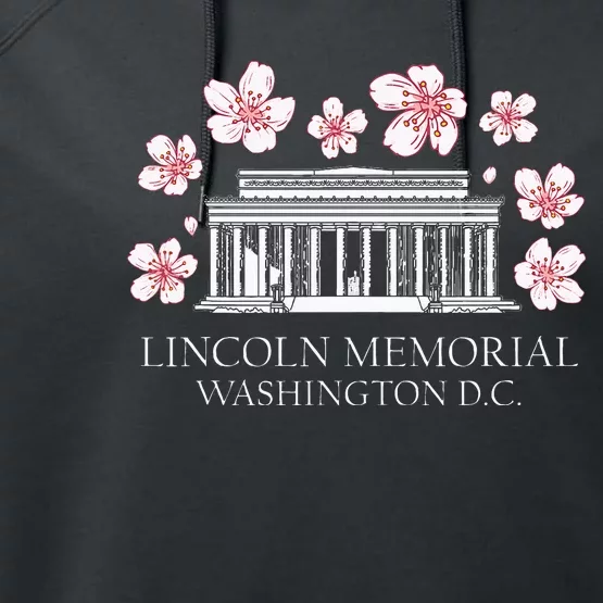 Lincoln Memorial Washington Dc Monut Cherry Blossoms Performance Fleece Hoodie