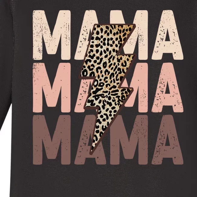 Leopard Mama With Thunder Bolt Lightning Bolt Baby Long Sleeve Bodysuit