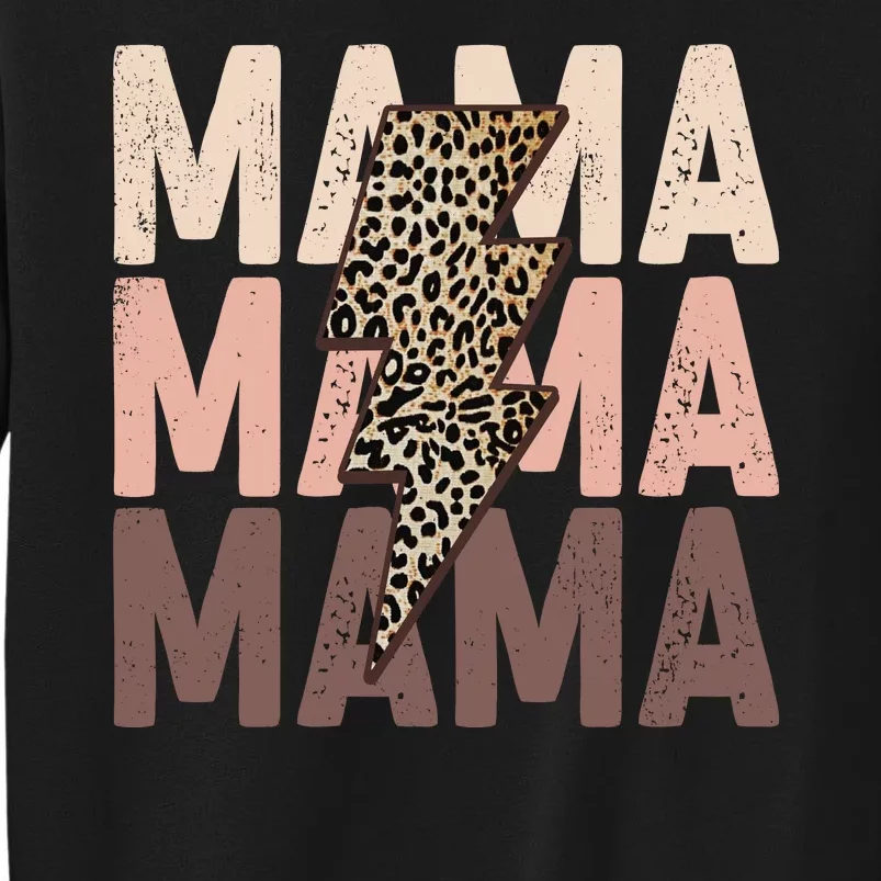 Leopard Mama With Thunder Bolt Lightning Bolt Tall Sweatshirt