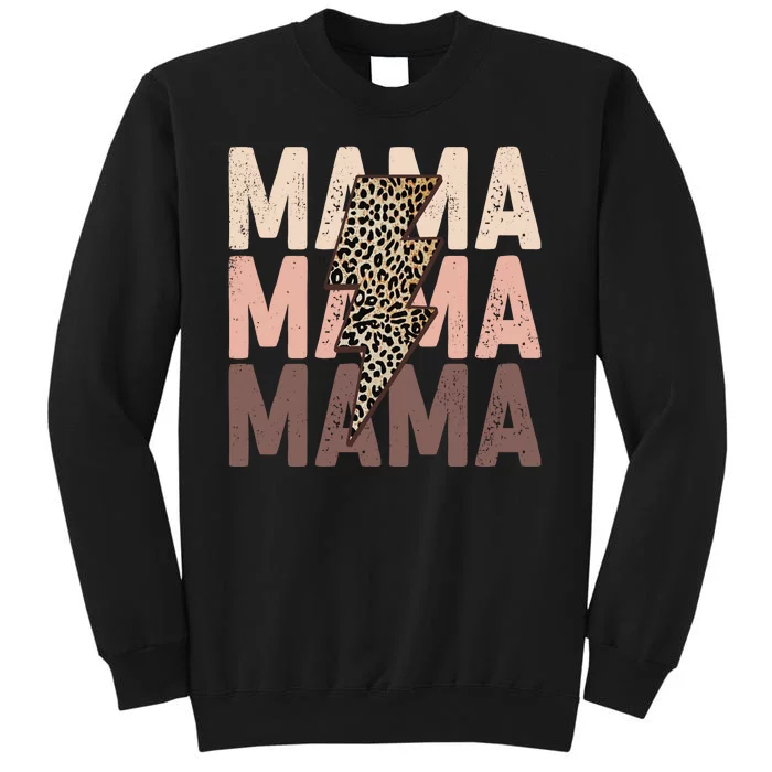 Leopard Mama With Thunder Bolt Lightning Bolt Tall Sweatshirt