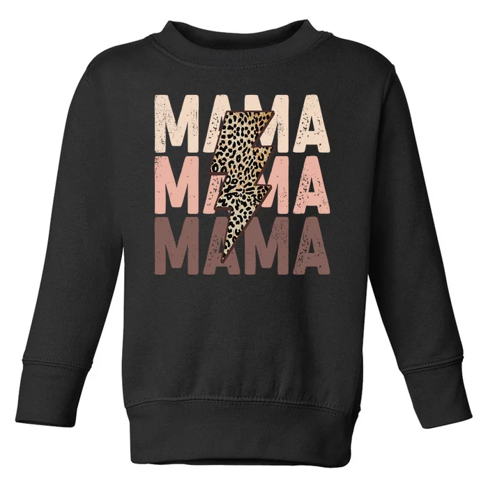 Leopard Mama With Thunder Bolt Lightning Bolt Toddler Sweatshirt