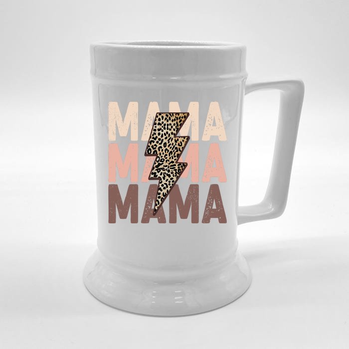 Leopard Mama With Thunder Bolt Lightning Bolt Front & Back Beer Stein