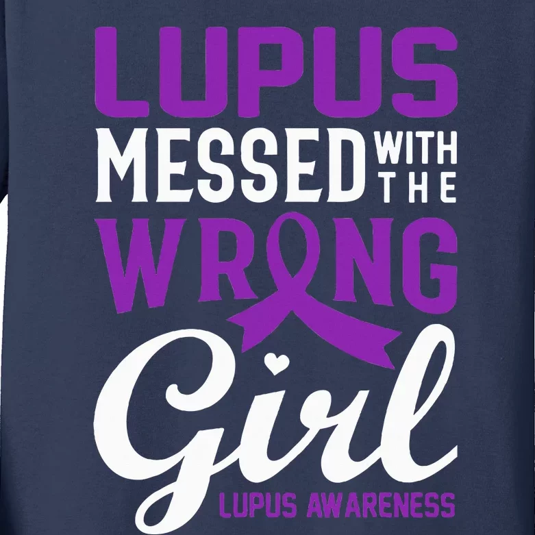 Lupus Messed With The Wrong Girl Lupus Awareness Support Kids Long Sleeve Shirt