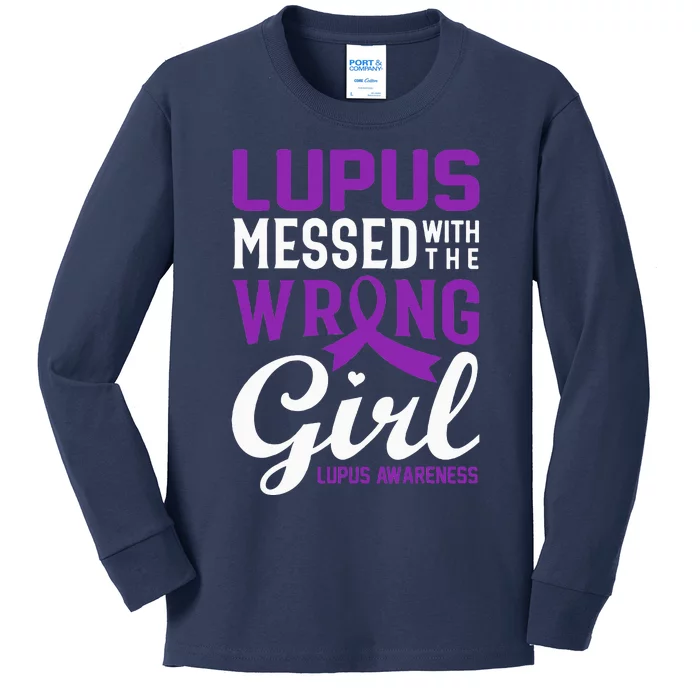 Lupus Messed With The Wrong Girl Lupus Awareness Support Kids Long Sleeve Shirt