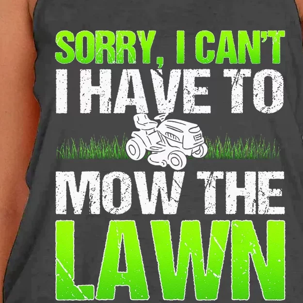 Lawn Mower Yard Mowing Gardener Landscaping Grass Cutter Women's Knotted Racerback Tank