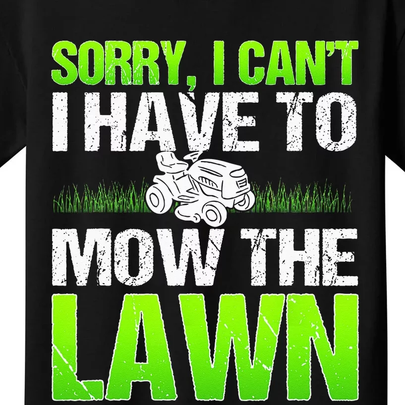 Lawn Mower Yard Mowing Gardener Landscaping Grass Cutter Kids T-Shirt