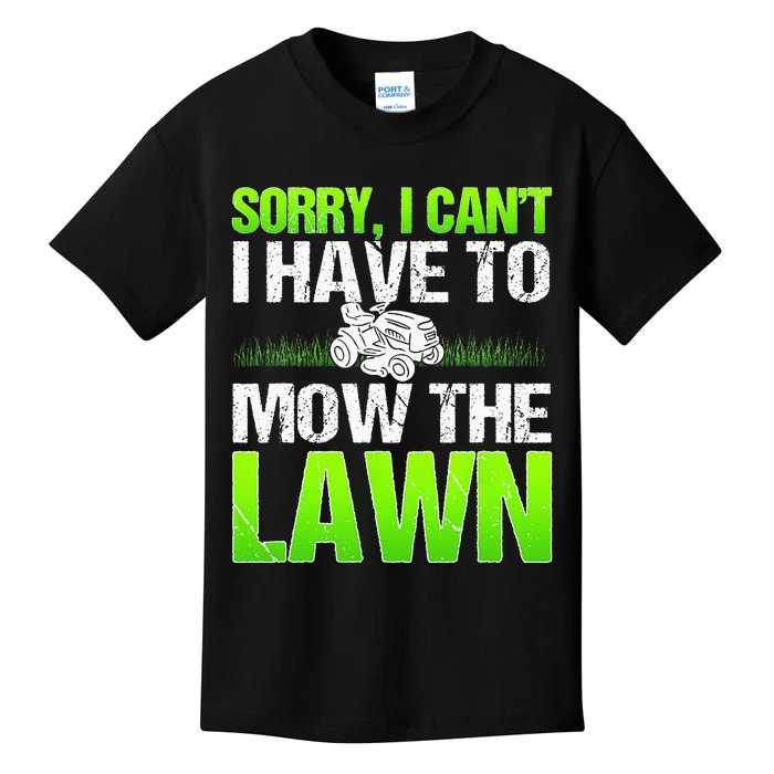 Lawn Mower Yard Mowing Gardener Landscaping Grass Cutter Kids T-Shirt