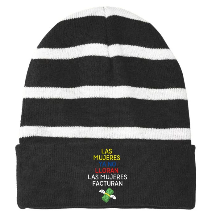 Las Mujeres Ya No Lloran Las Mujeres Facturan Striped Beanie with Solid Band