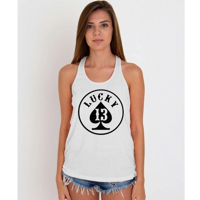 Lucky Number 13 Card Game Women's Knotted Racerback Tank