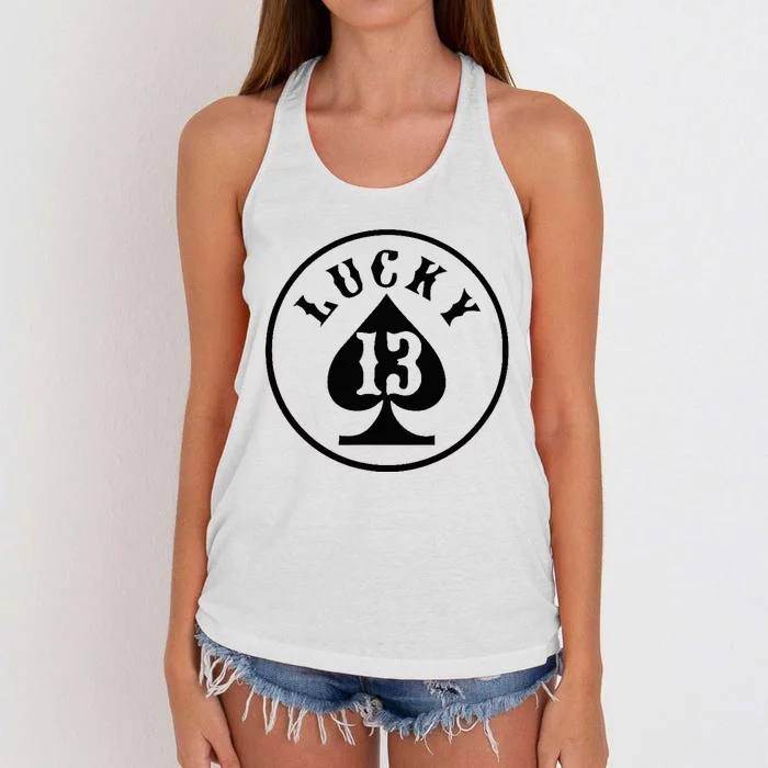 Lucky Number 13 Card Game Women's Knotted Racerback Tank