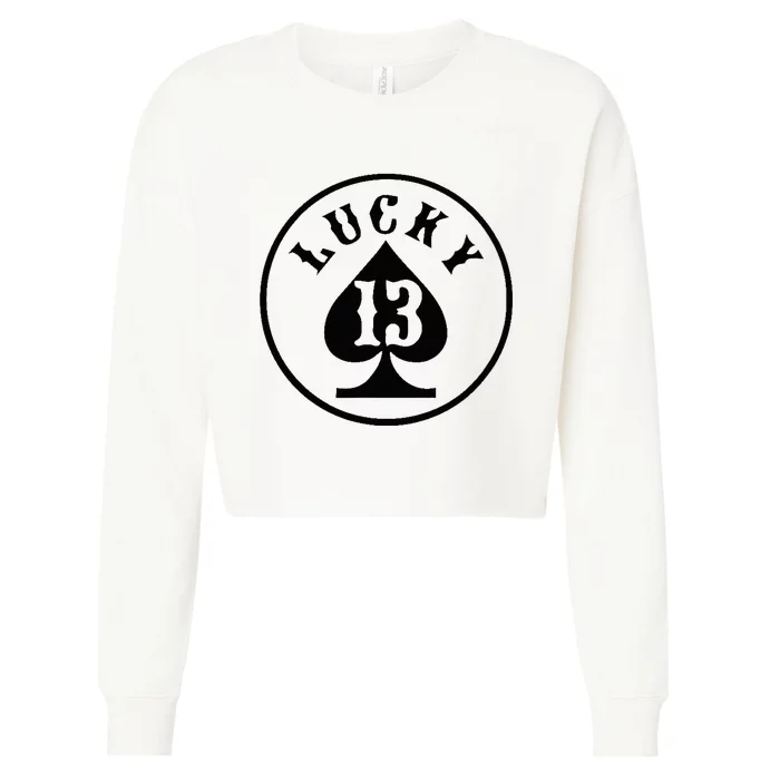 Lucky Number 13 Card Game Cropped Pullover Crew