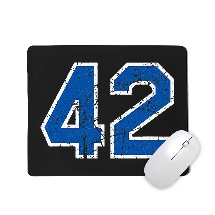 Lucky Number 42 Sports Jersey Birthday Vintage Blue White Mousepad