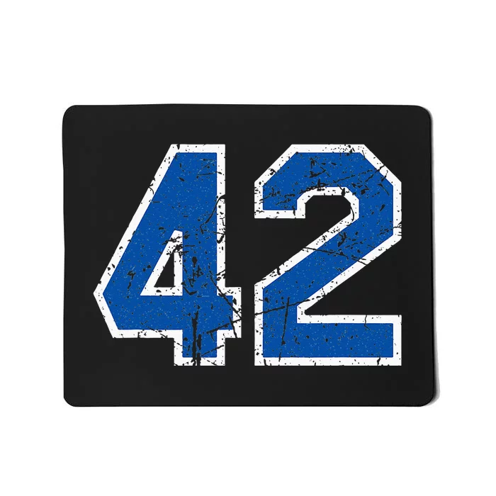 Lucky Number 42 Sports Jersey Birthday Vintage Blue White Mousepad