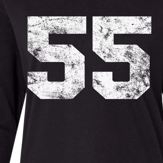 Lucky Number 55 Birthday Sports Player Team Athlete Womens Cotton Relaxed Long Sleeve T-Shirt