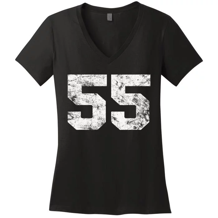 Lucky Number 55 Birthday Sports Player Team Athlete Women's V-Neck T-Shirt