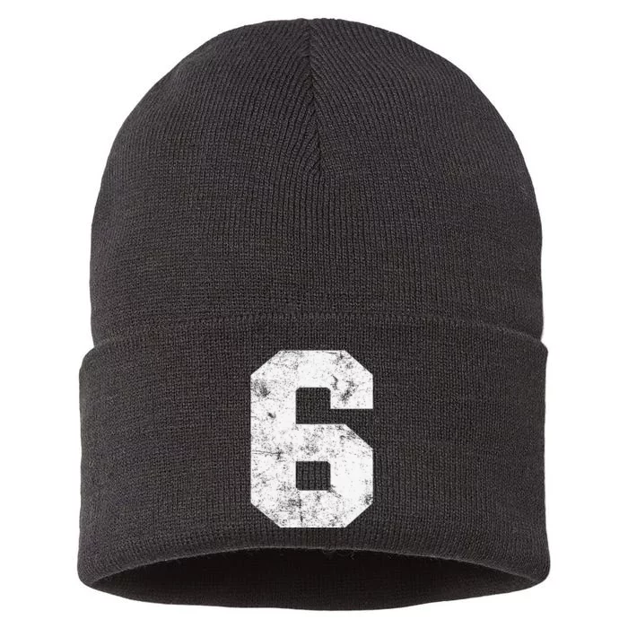 Lucky Number 6 Birthday Sports Player Team Athlete Sustainable Knit Beanie