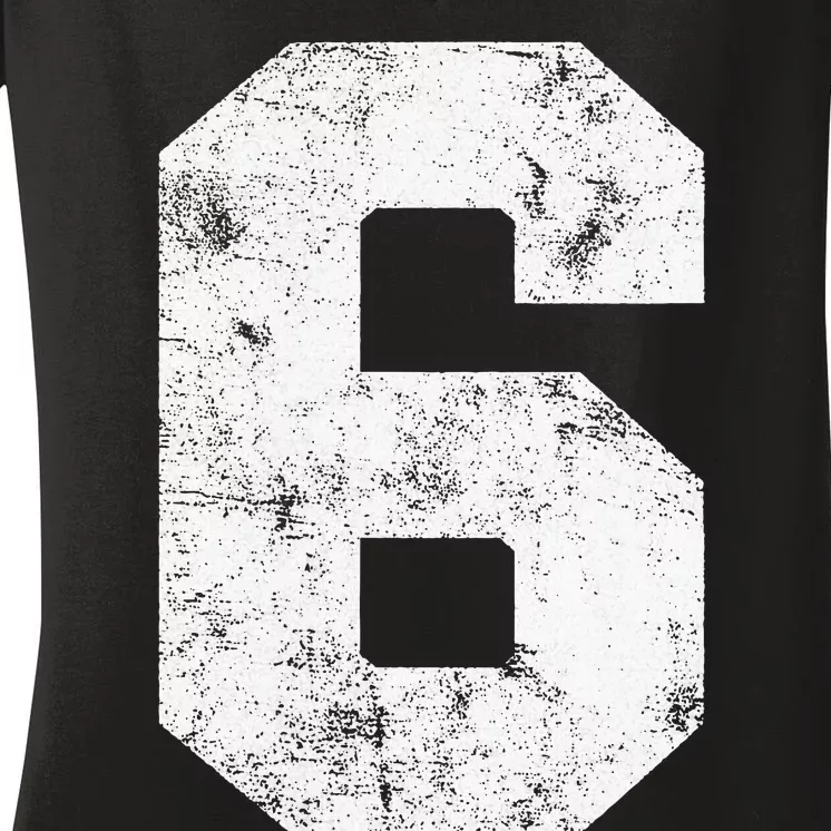 Lucky Number 6 Birthday Sports Player Team Athlete Women's V-Neck T-Shirt