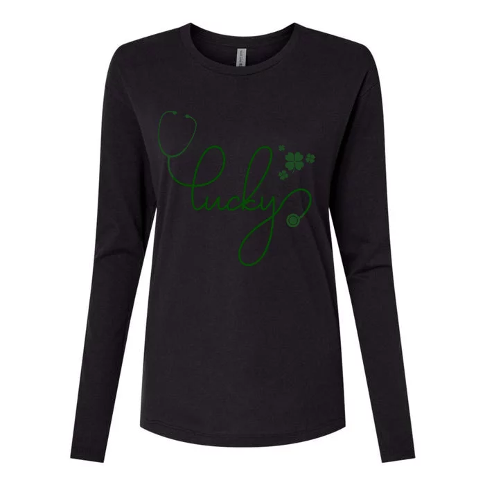 Lucky Nurse Cute St Patricks Day Womens Cotton Relaxed Long Sleeve T-Shirt