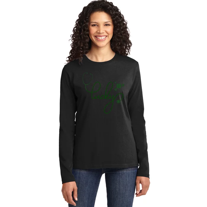 Lucky Nurse Cute St Patricks Day Ladies Long Sleeve Shirt